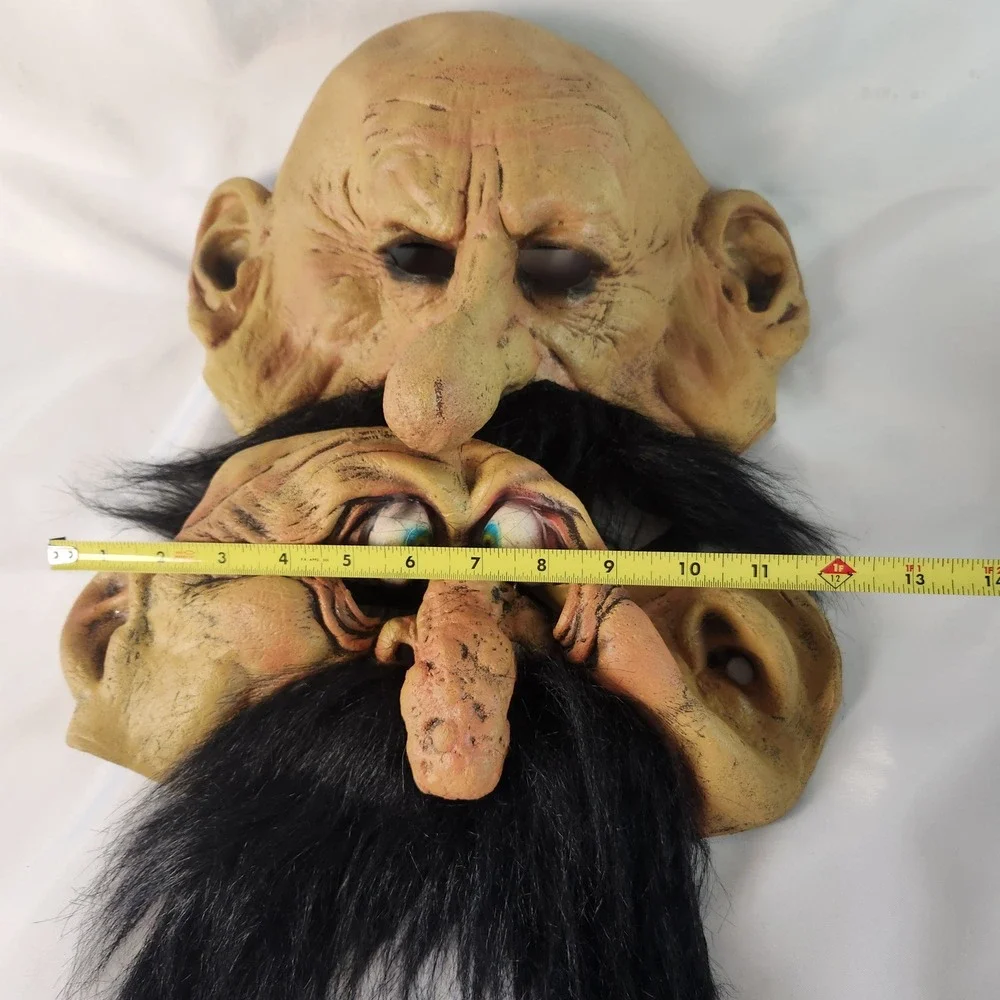 Vintage 2002 Paper Magic Group Latex Horror Masks Old Man Bug Eye Lot of 2